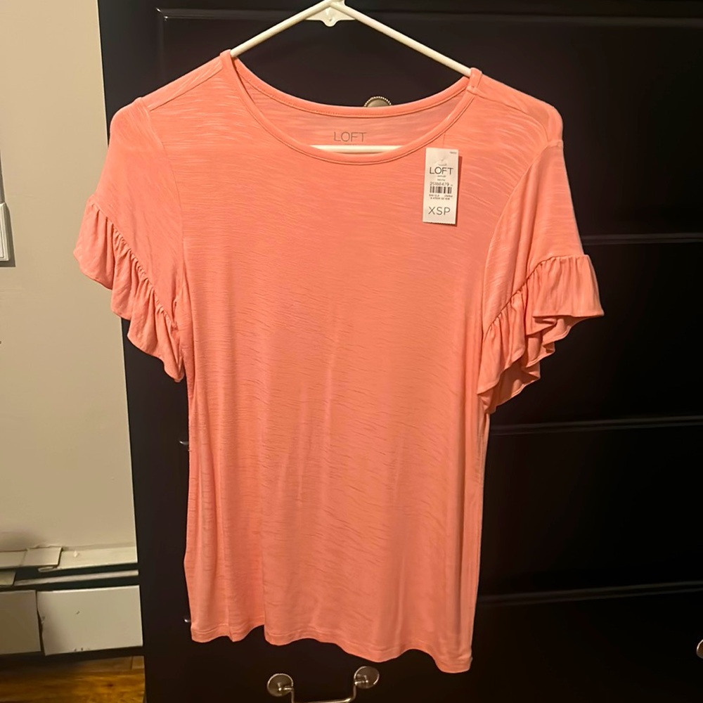 NWT Loft short sleeved shirt with ruffled sleeves